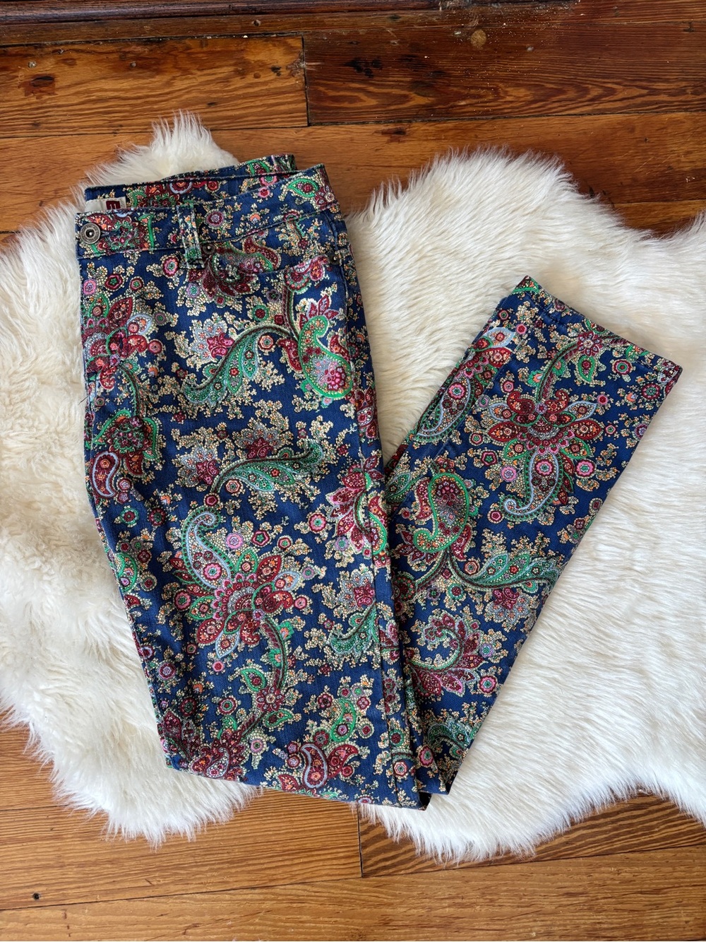 Y2K Paisley Print Slim Low Waist Jeans